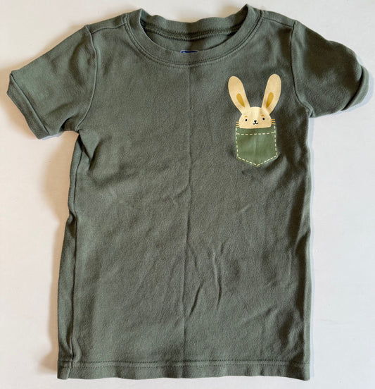 Old Navy, Green T-Shirt with Bunny Pocket - Size 5T