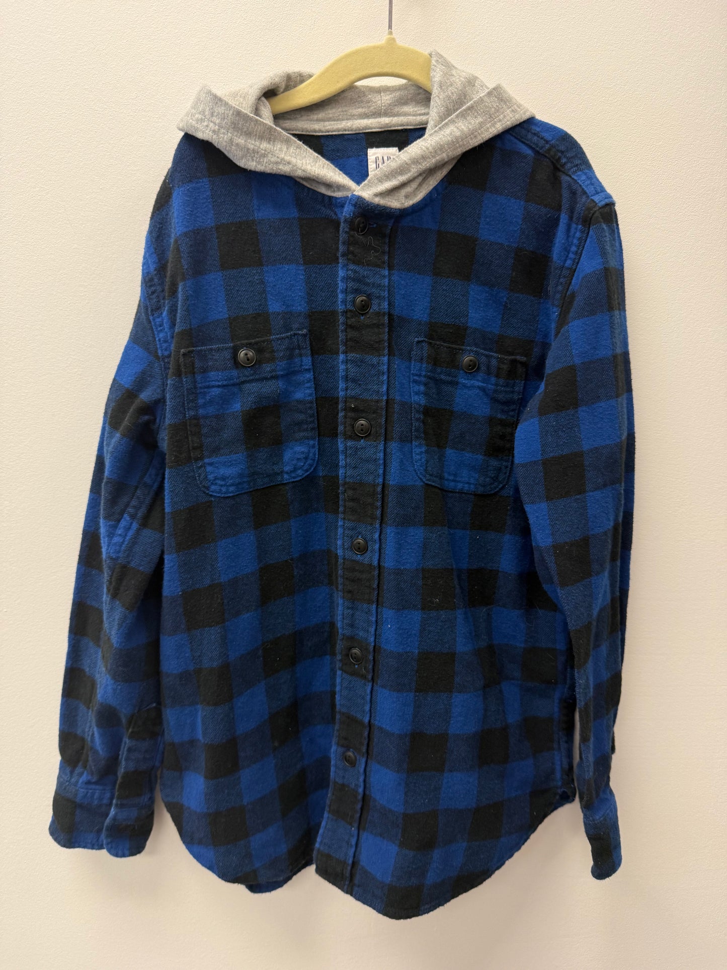 GAP BLUE HOODED PLAID SIZE 10-11