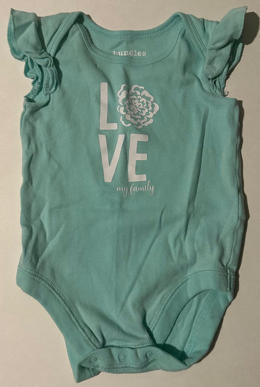 Bundles Baby Place, Teal "Love My Family" Onesie - 3-6 Months