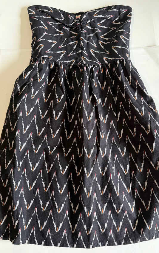 *Adult* Ardene, Black Patterned Strapless Dress - Size Small