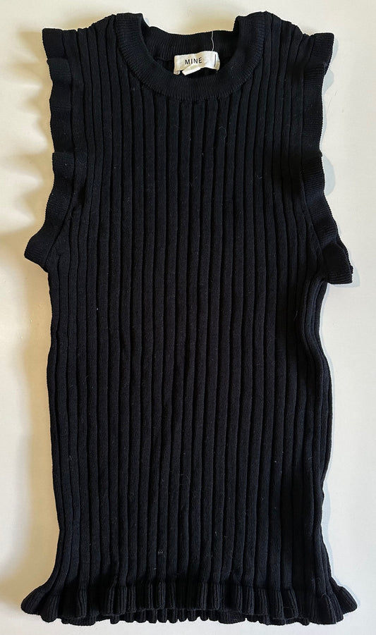 *Adult* Mine, Black Ribbed Sleeveless Sweater - Size Small