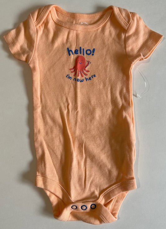 Joe Fresh, *Excellent Condition* "Hello! I'm New Here" Onesie - 0-3 Months