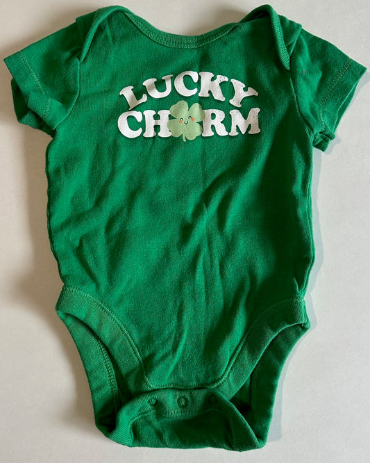 Old Navy, Green "Lucky Charm" Onesie - 0-3 Months