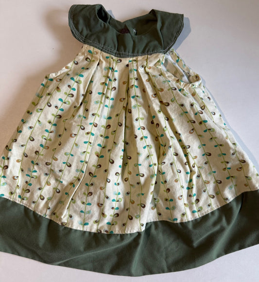 *Play* Handmade, Ivory and Green Dress - 0-3 Months