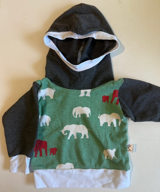 Bret's Bibs, Elephants Hoodie - 0-6 Months