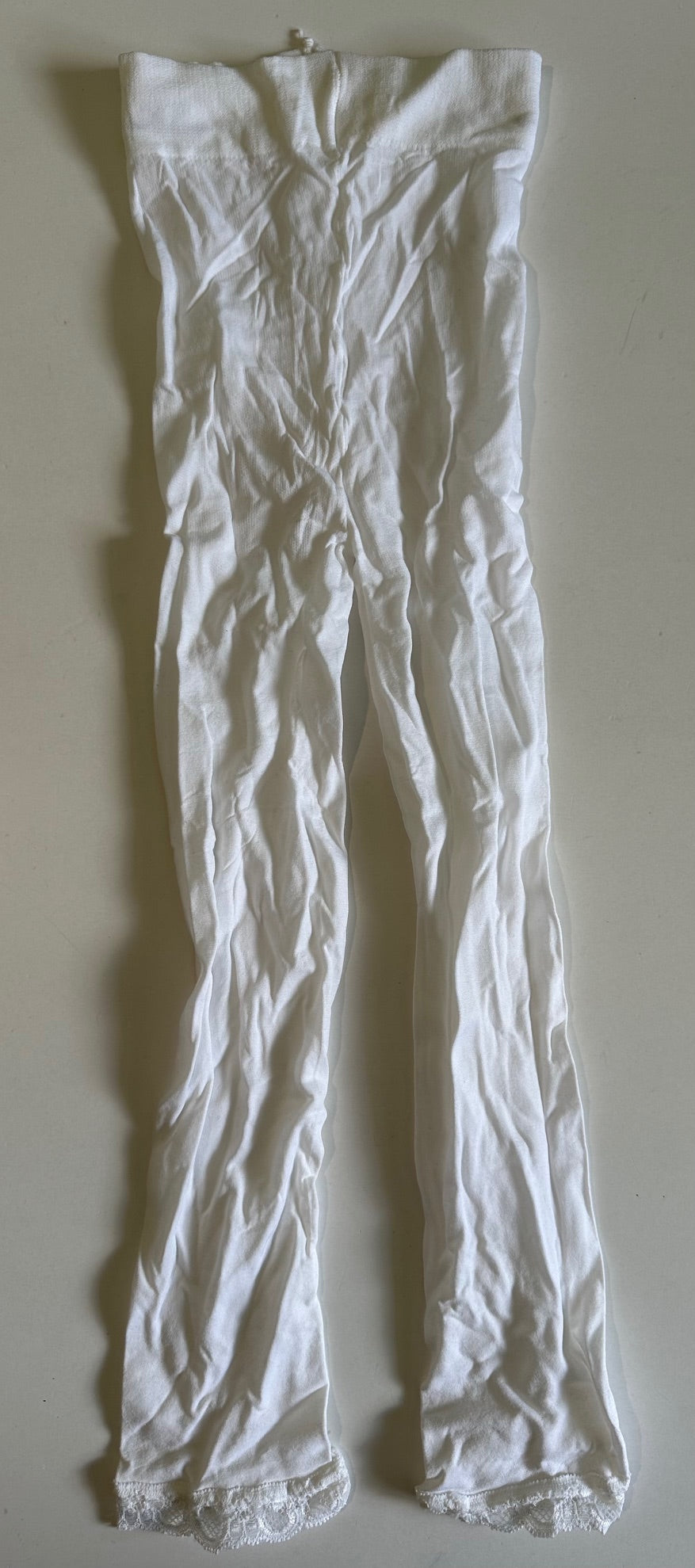 Unknown Brand, White Tights with Lace Bottoms - Size 2-4