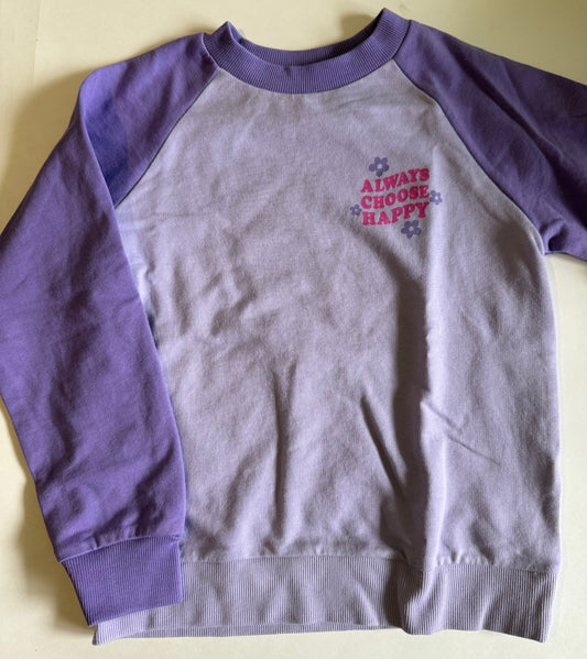 Joe Fresh, Purple "Always Choose Happy" Pullover - Size Small (6)