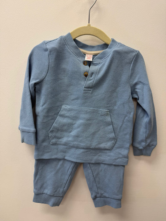 CARTERS BLUE WAFFLE KNIT OUTFIT SIZE 18M