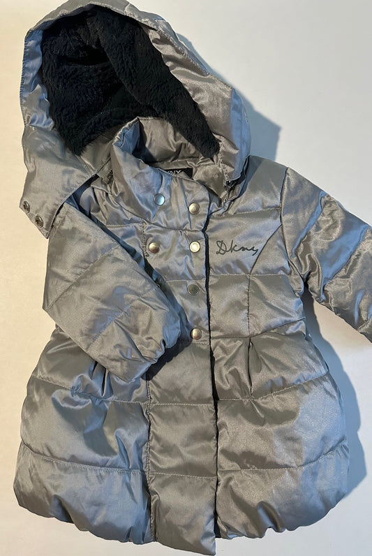 DKNY, Soft Lined Silver Puffer Jacket - 6 Months