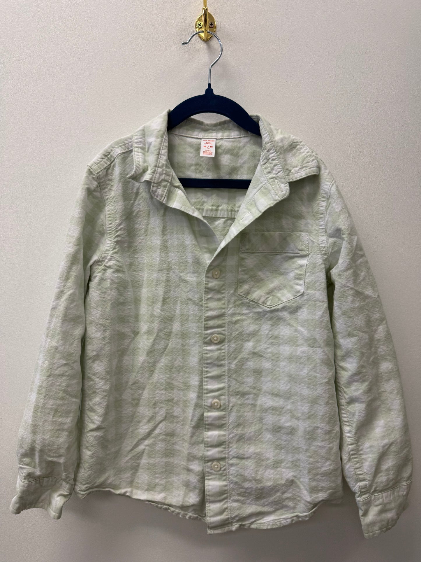 JOE FRESH GREEN BUTTON UP SIZE 7-8