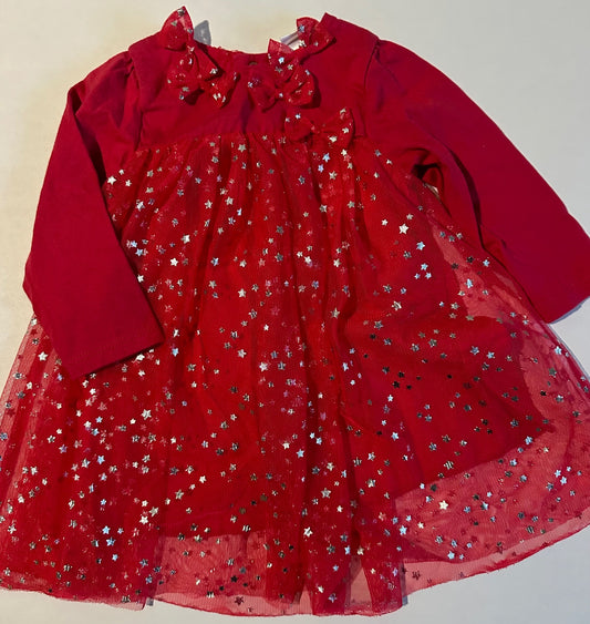 Absorba, Red Dress with Silver Stars - 6-9 Months