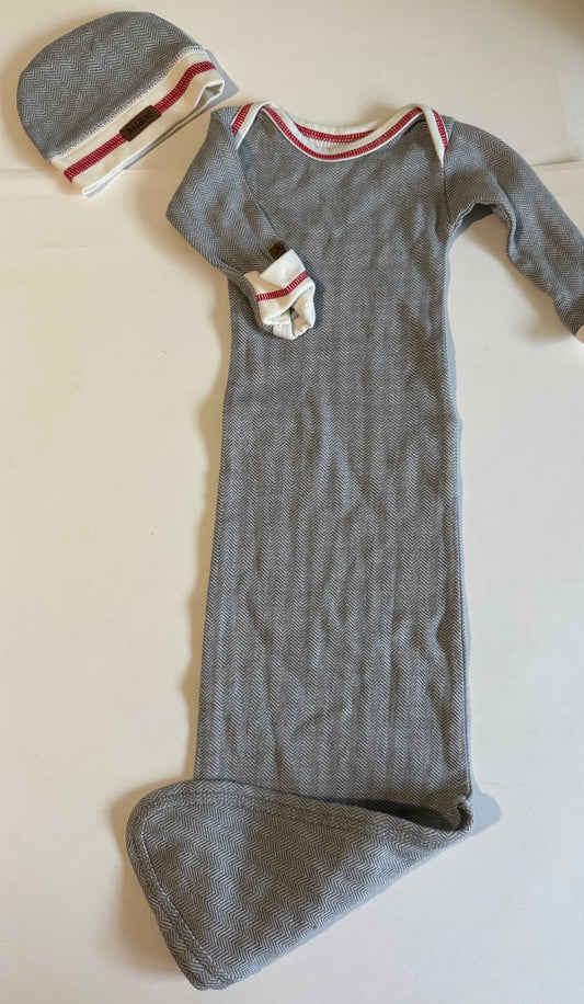 Juddlies, Grey Sleep Gown and Hat Set - 0-3 Months