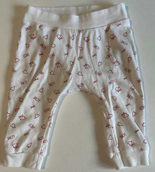 Rae Dunn, White and Red "Love" Pants - 6-9 Months