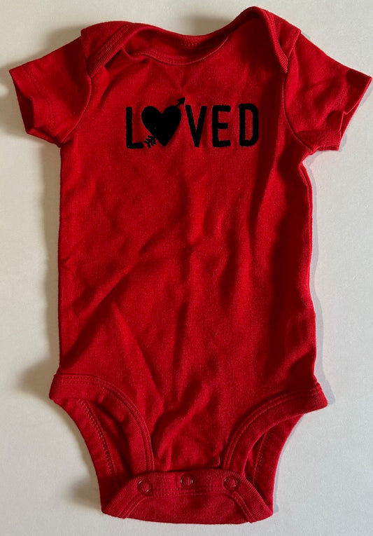 Child of Mine, Red "Loved" Onesie - 0-3 Months