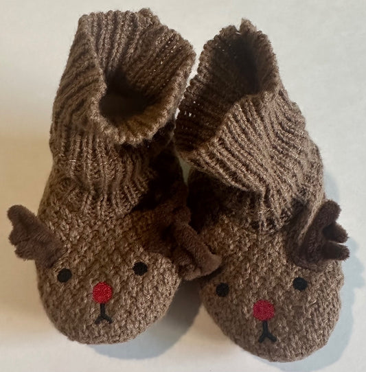 Unknown Brand, Brown Reindeer Booties - Size 3-4T