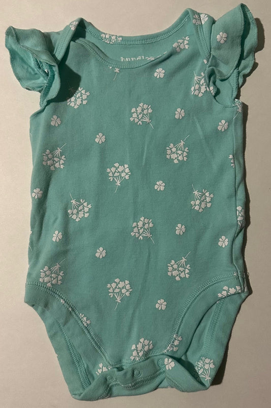 Bundles Baby Place, Blue and White Floral Onesie - 3-6 Months