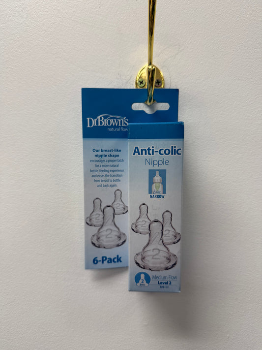 NEW 6 PACK OF SIZE 2 DR BROWN NIPPLES