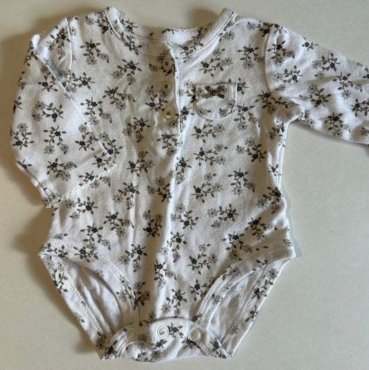 Carter's, White Flowery Onesie - 3 Months