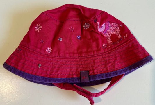 Unknown Brand, Pink and Purple Elephant Sun Hat with Chin Strap - 6-12 Months