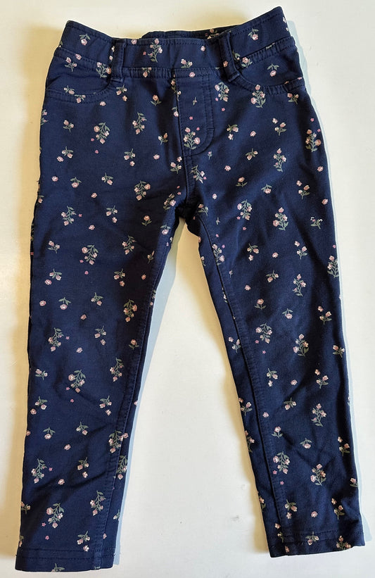 Joe Fresh, Navy Blue Flowery Pants - Size 3T