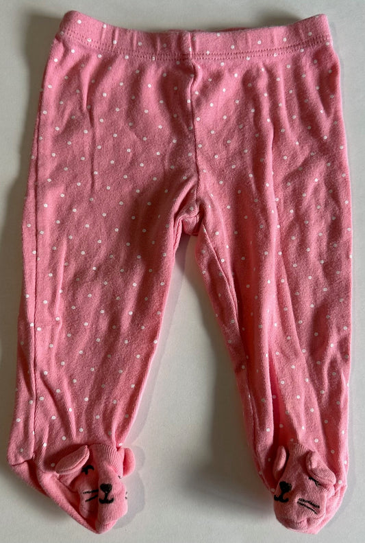 Carter's, Pink Polka-Dot Footed Pants - 3 Months