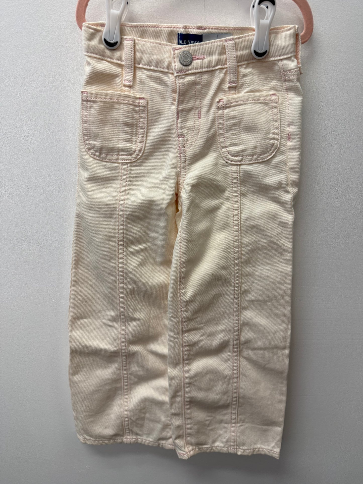 NWOT OLD NAVY WHITE & PINK WIDE LEGGED JEANS SIZE 5