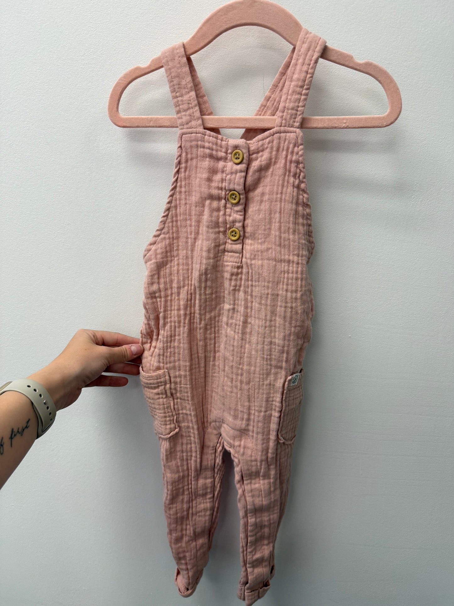 LITTLE PLANET PINK OVERALLS SIZE 18M