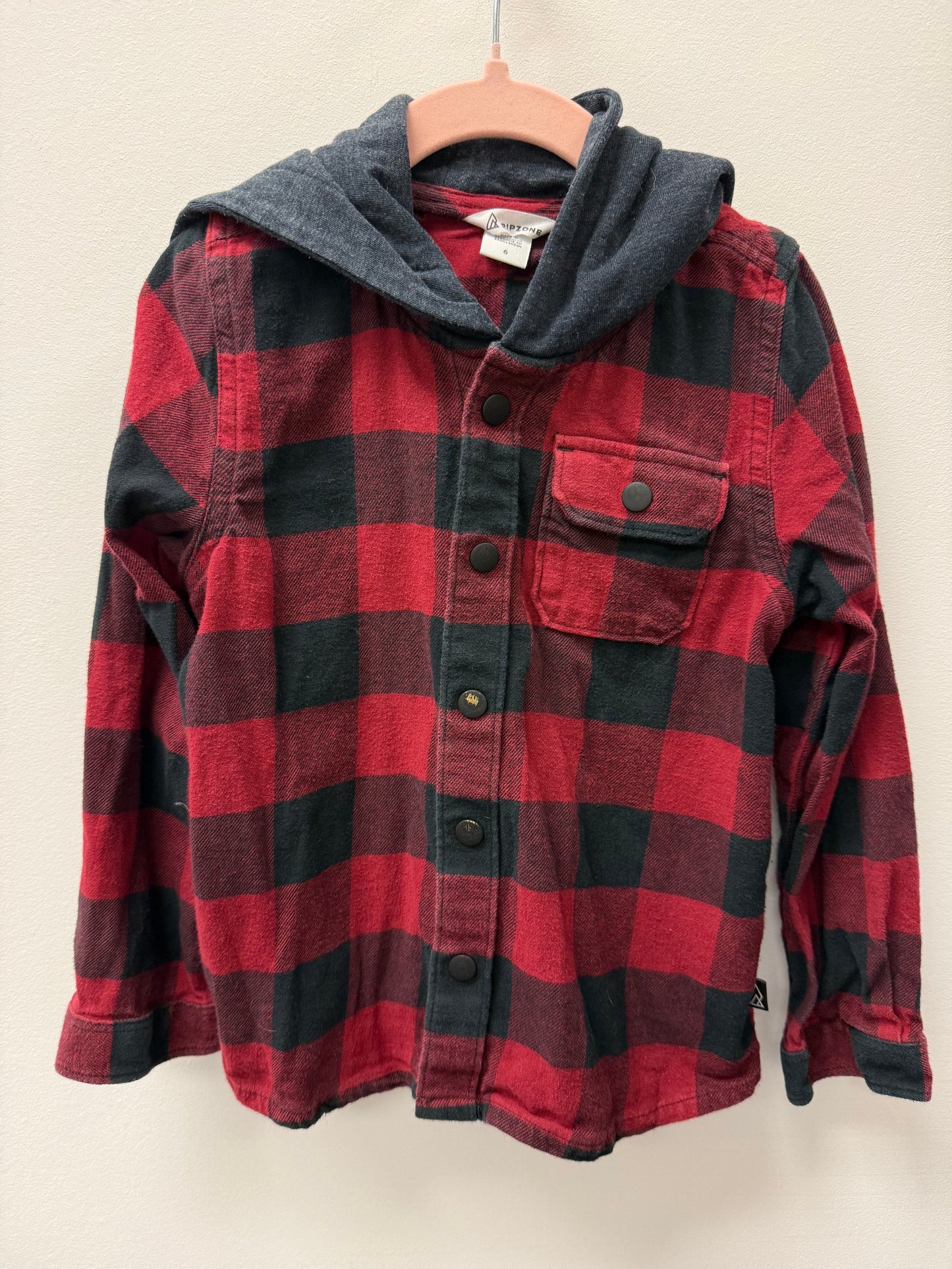 RIPZONE HOODED PLAID SIZE 6