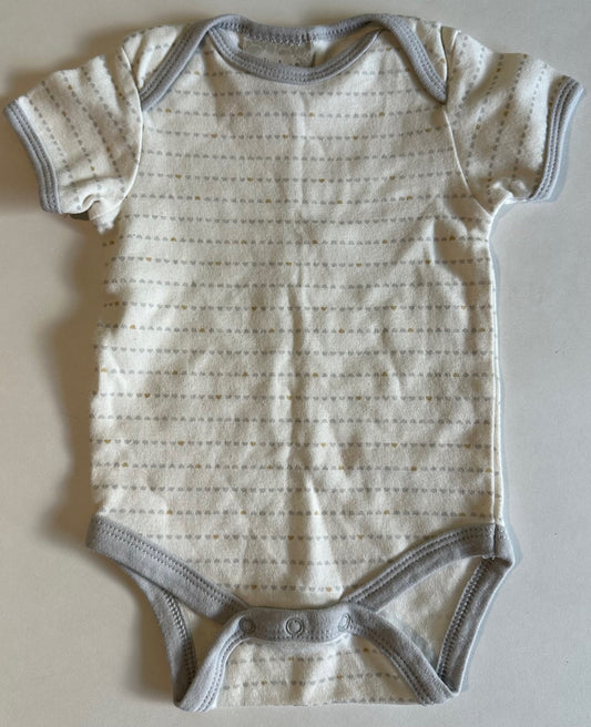 Kyle & Deena, White and Grey Small Hearts Onesie - 6-9 Months