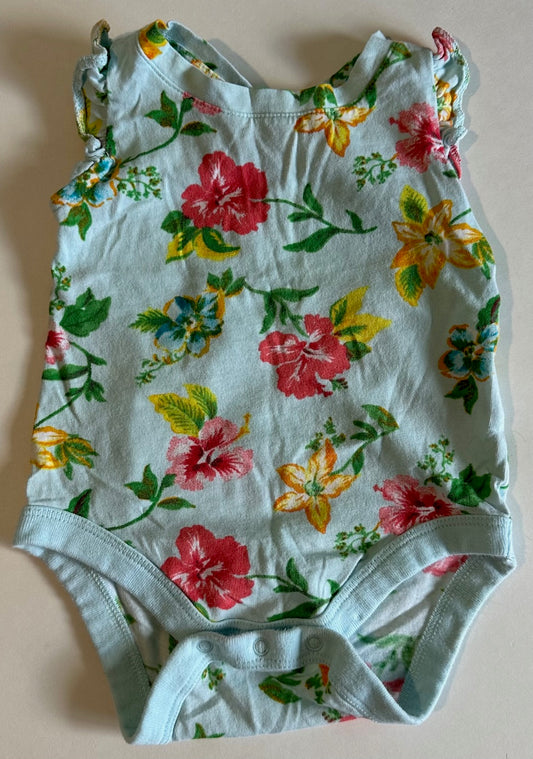 Baby Gap, Blue Flowery Onesie - 0-3 Months