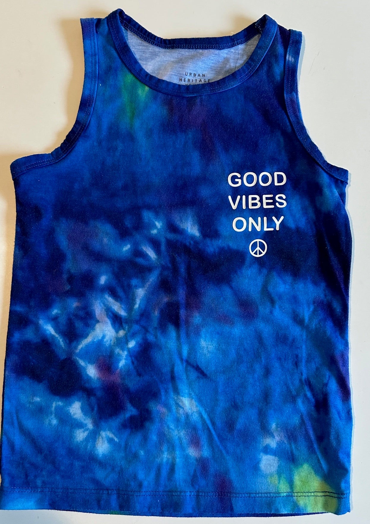 Urban Heritage Youth, Blue "Good Vibes Only" Muscle Shirt - Size XS (6)