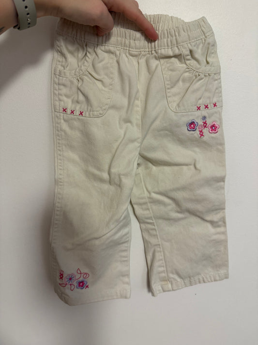 CHEROKEE BABY WHITE FLORAL PANTS SIZE 12-18M