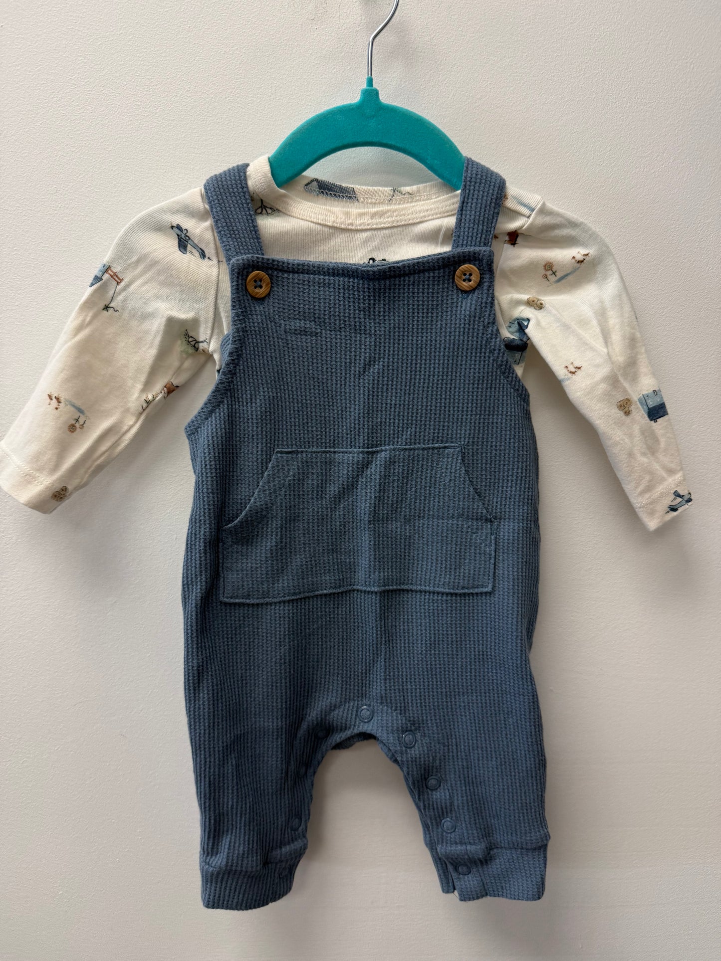 CARTERS FARM SHIRT & OVERALLS SIZE 3M