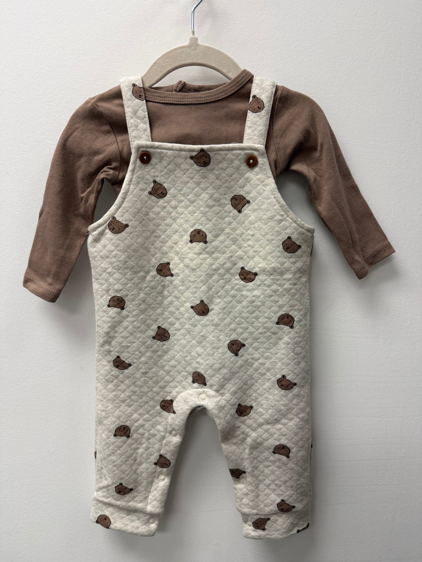 CHICKPEA SHIRT & OVERALLS SET SIZE 6-9M