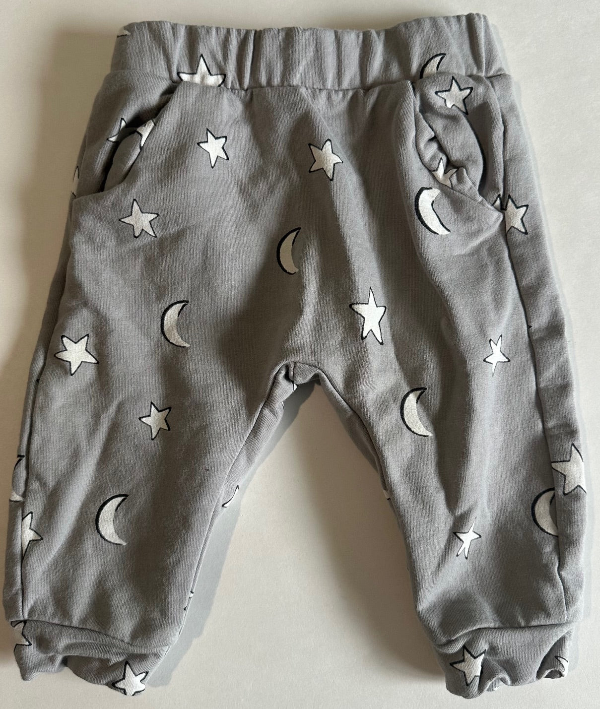 M&S, Grey Moon and Stars Pants with Pockets - 9 Months