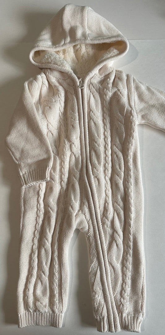 Dunnes Stores, Off-White Knit Hooded Cozy-Lined Outfit - 9-12 Months