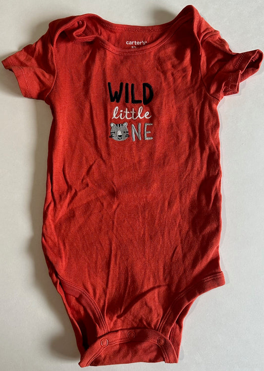 Carter's, Dark Red-Orange "Wild Little One" Onesie - 12 Months