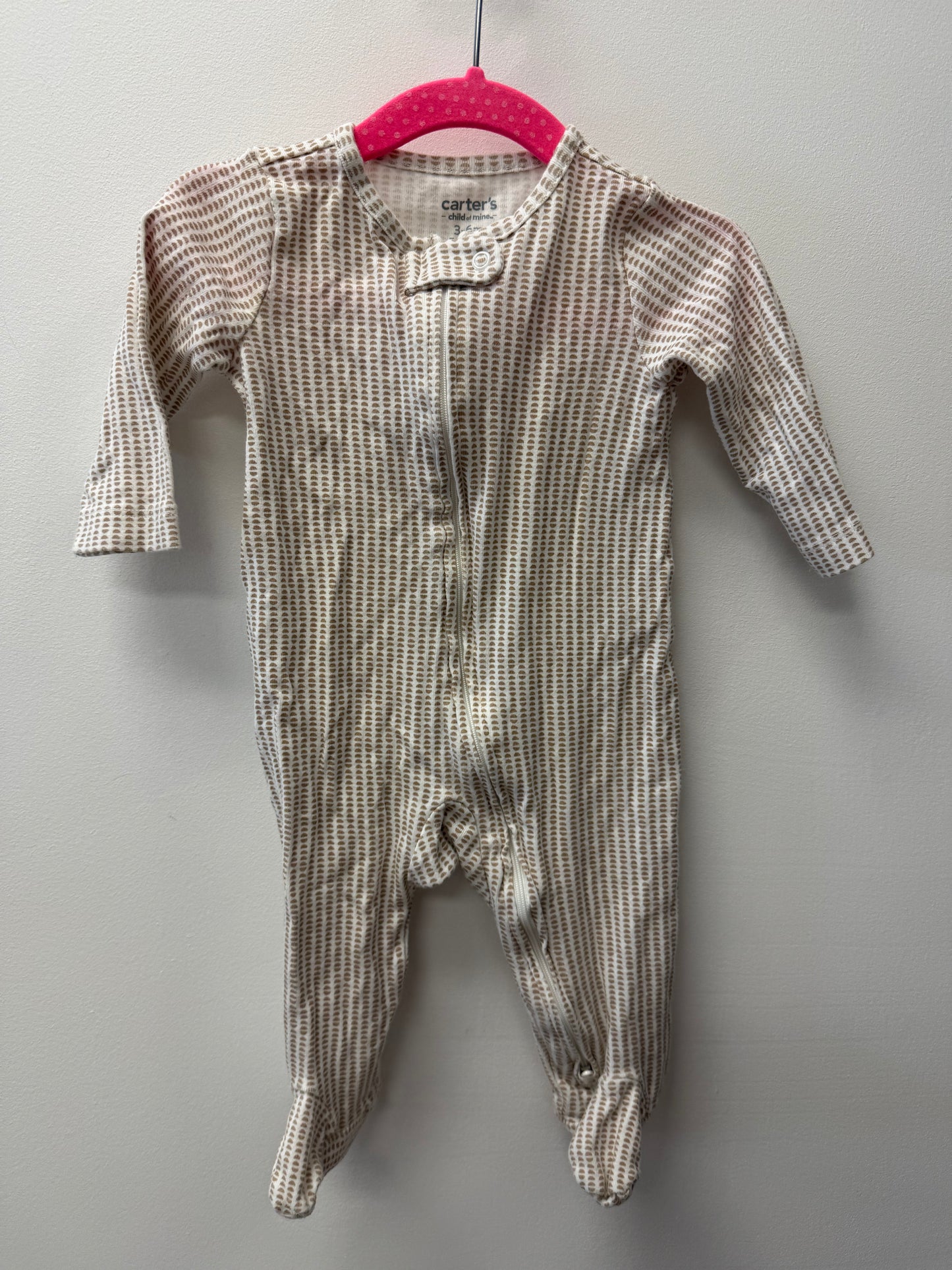 CARTERS WHITE & BROWN SLEEPER SIZE 3-6M