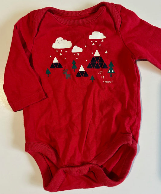 Baby Gap, Red "Let It Snow!" Onesie - 0-3 Months
