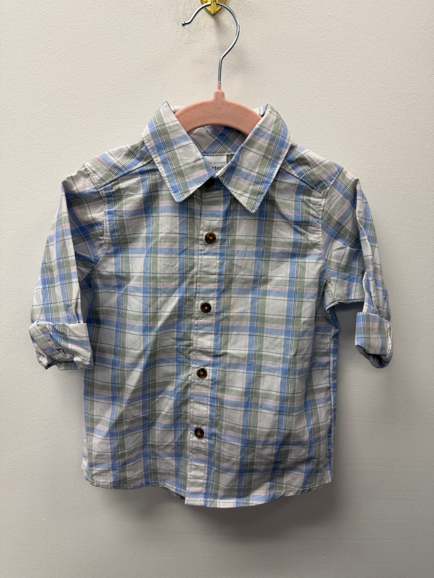 CARTERS BLUE & GREEN BUTTON UP SIZE 18M