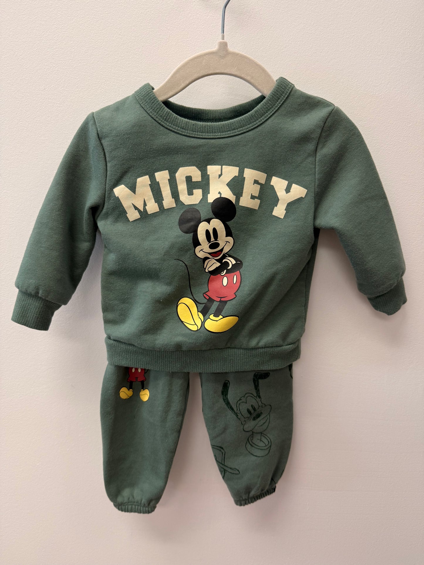 DISNEY MICKEY MOUSE GREEN SWEATSUIT SIZE 3-6M