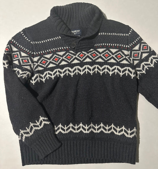 OshKosh, Dark Grey and White Patterned Sweater - Size 6