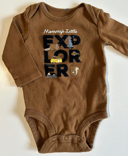 Carter's, Brown "Mommy's Little Explorer" Onesie - 3 Months