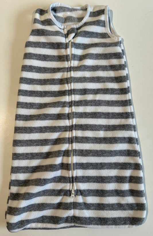 Unknown Brand, Fleece Grey and White Striped Sleep Sack - 0-3 Months