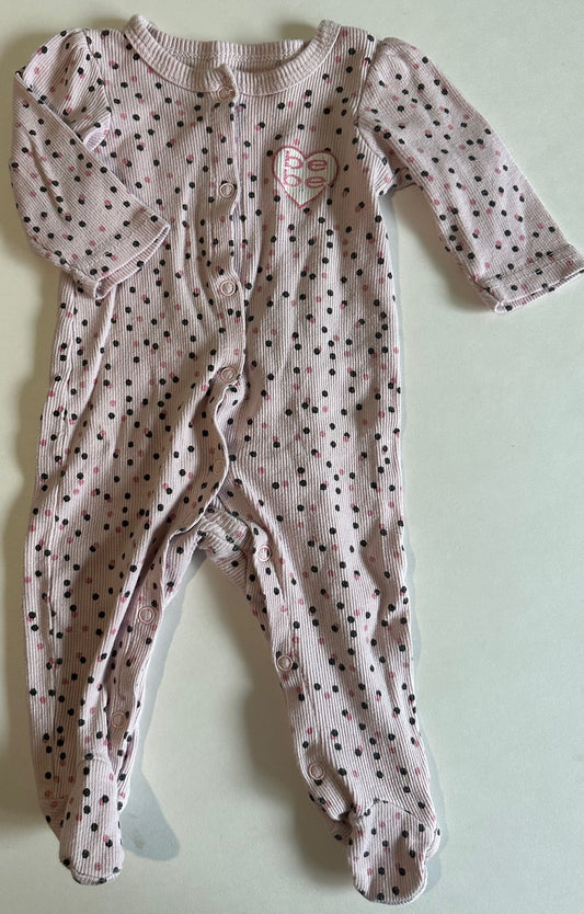 Bebe Baby, Ribbed Pale Pink Polka-Dot Sleeper - 0-3 Months