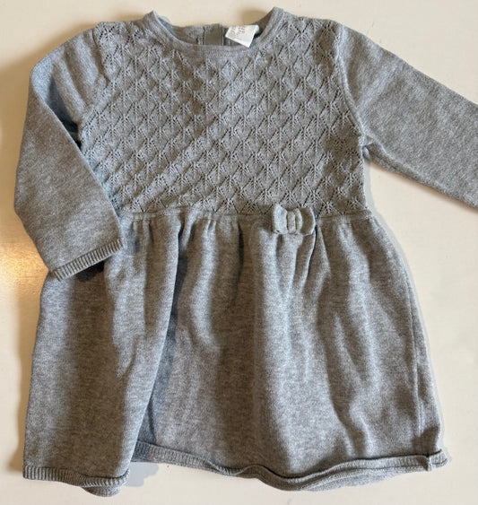 H&M, Grey Sweater Dress - 6-9 Months