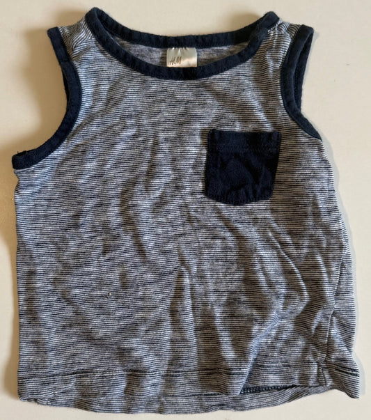 H&M, Blue Muscle Shirt - 6-9 Months