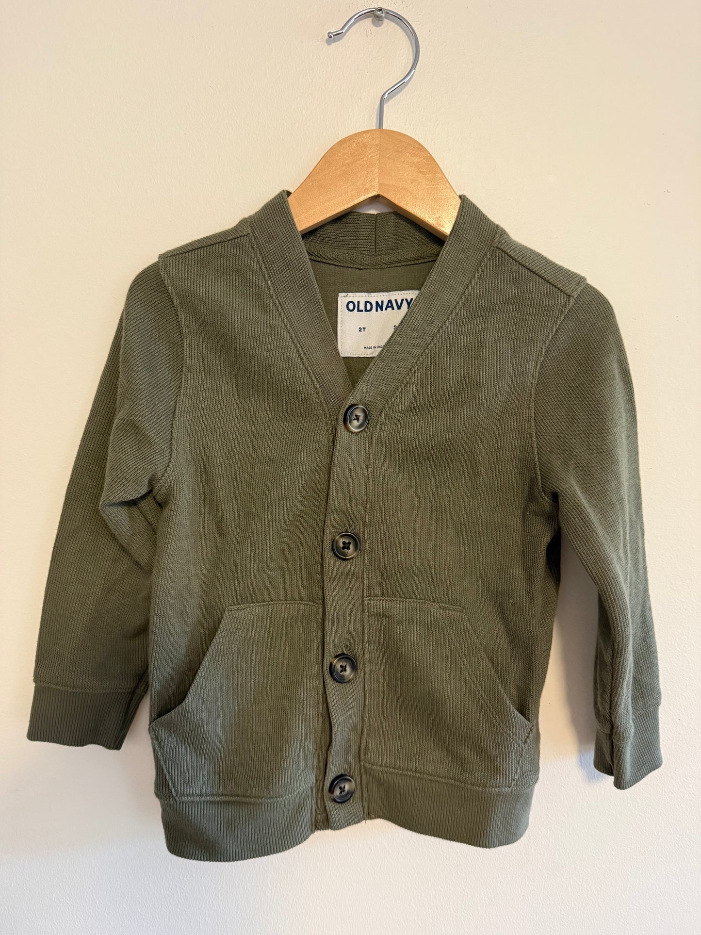 OLD NAVY GREEN CARDIGAN SIZE 2T