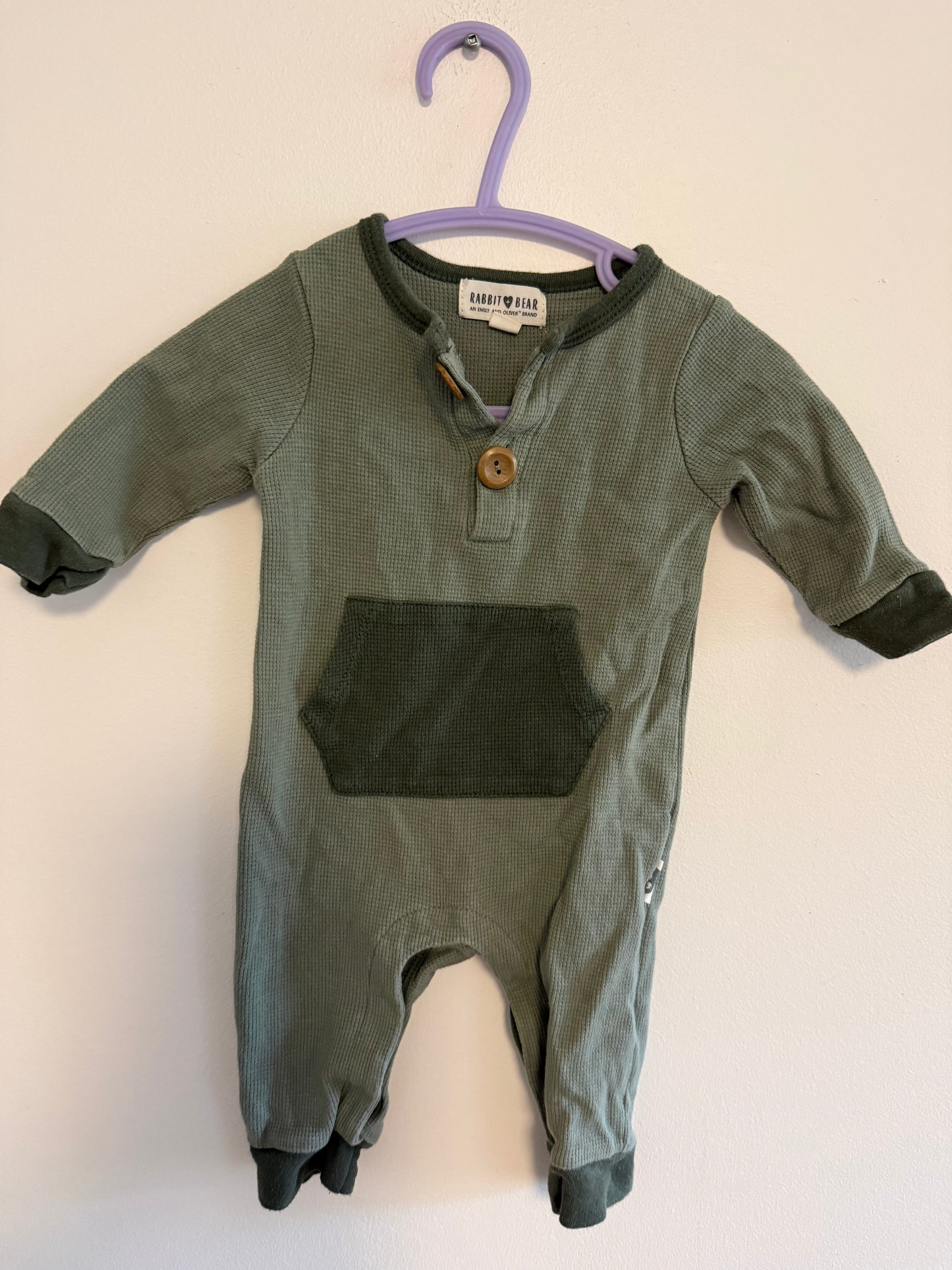 RABBIT + BEAR RIBBED ONE PIECE SIZE 3-6M