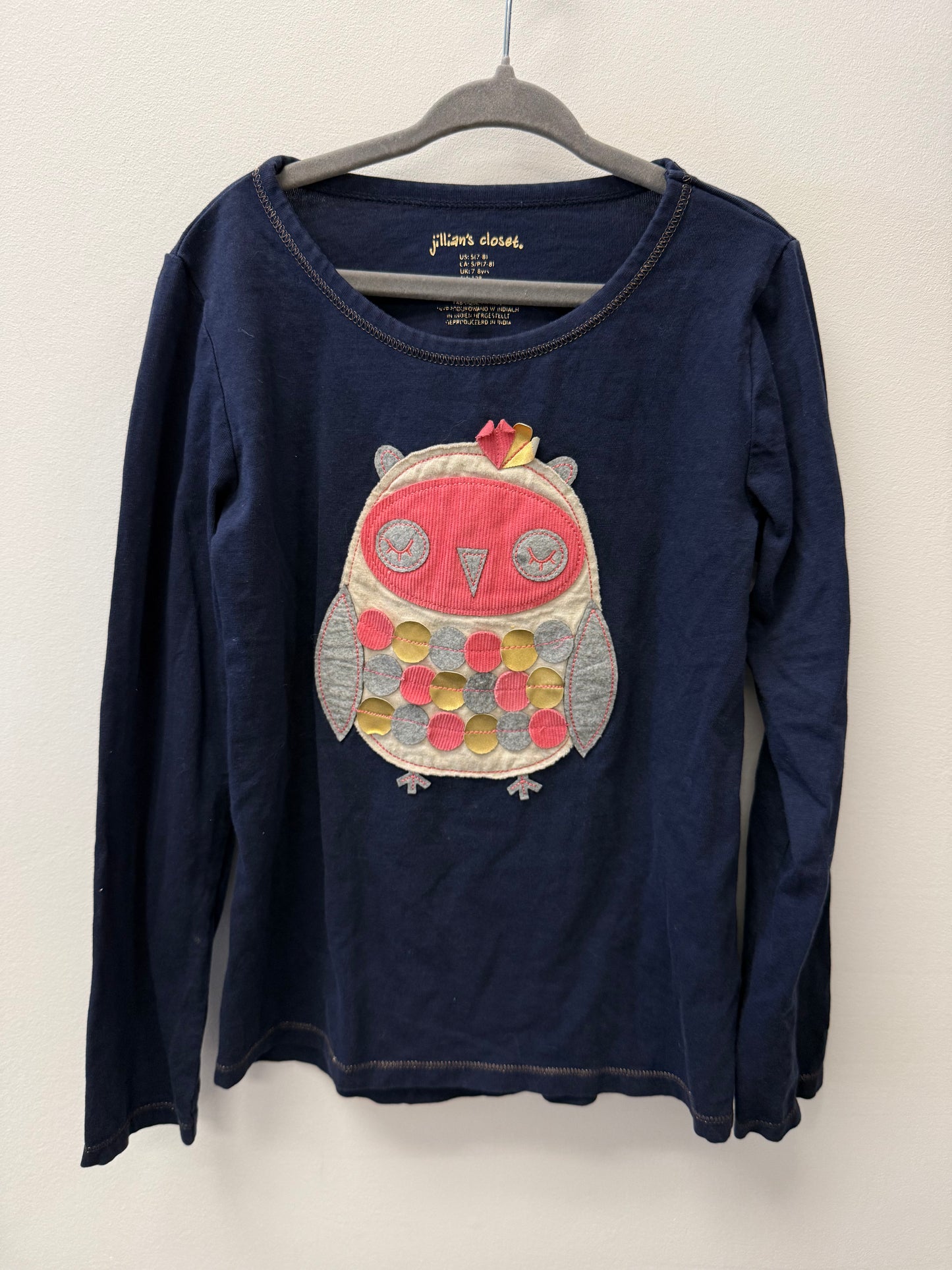 JILLIANS CLOSET OWL SHIRT SIZE 7-8
